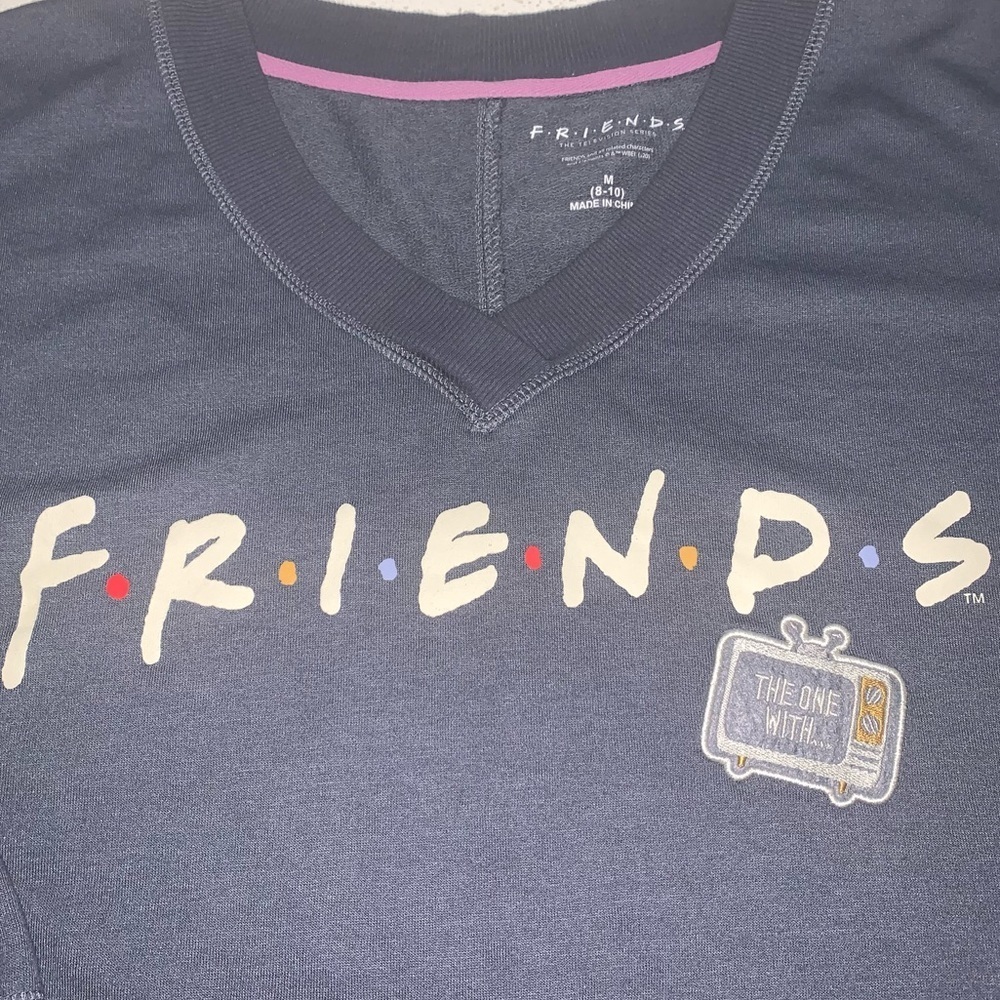 FRIENDS Size M Slate Grey Lightweight Sleepwear Sweatshirt - Picture 2 of 5